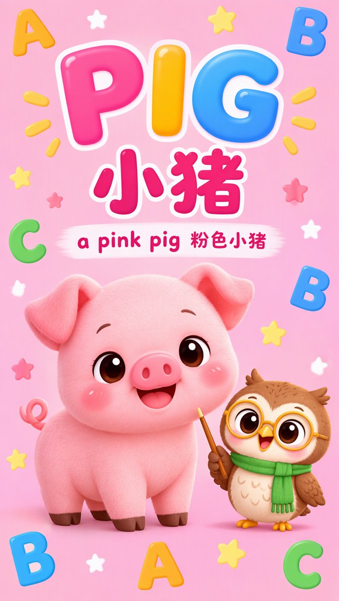 Pig word card — PIG 小猪