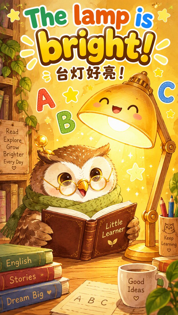 The lamp is bright — word card