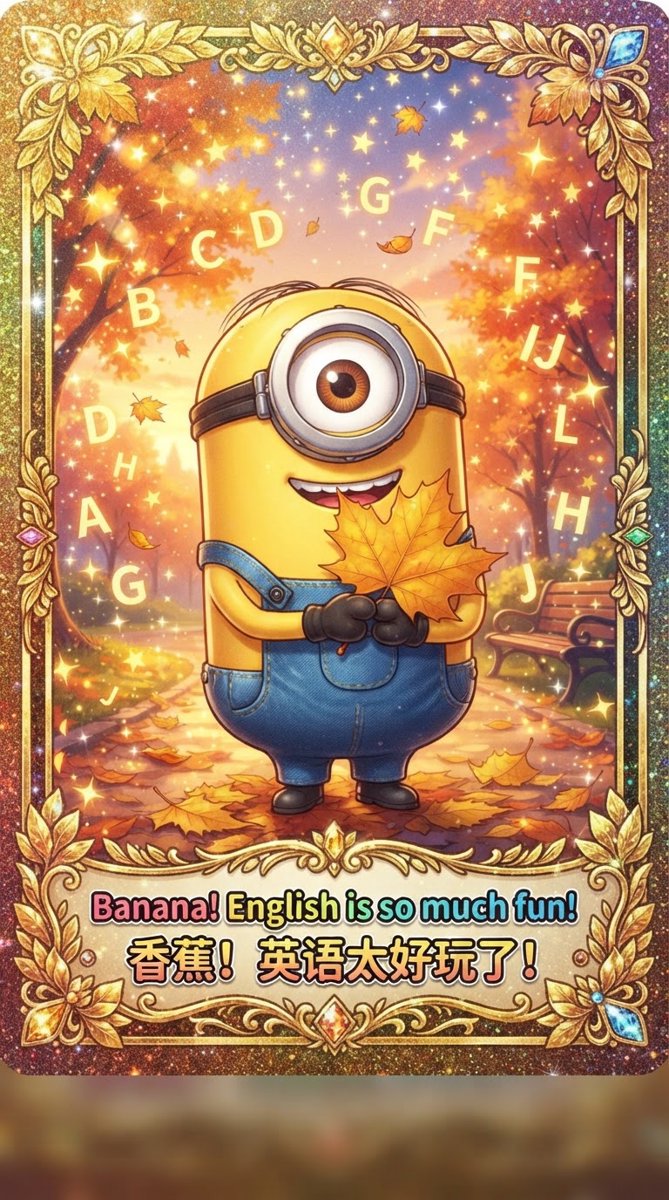 Bonus collectible card — yellow capsule-shaped helper holding a maple leaf