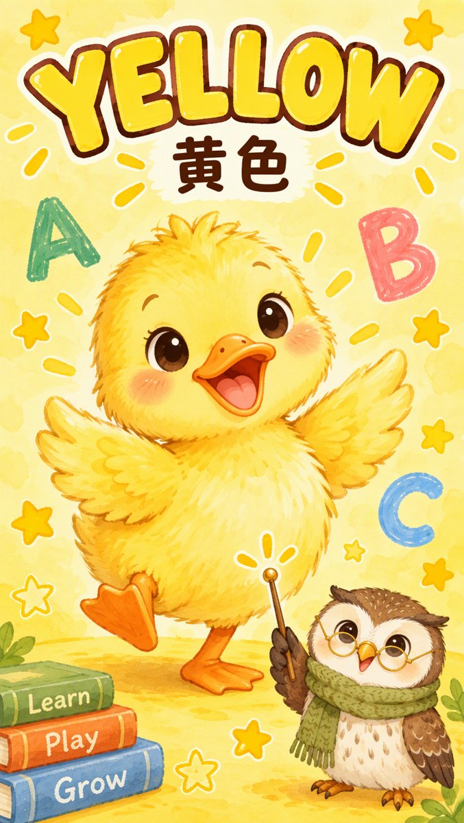 YELLOW 黄色 word card