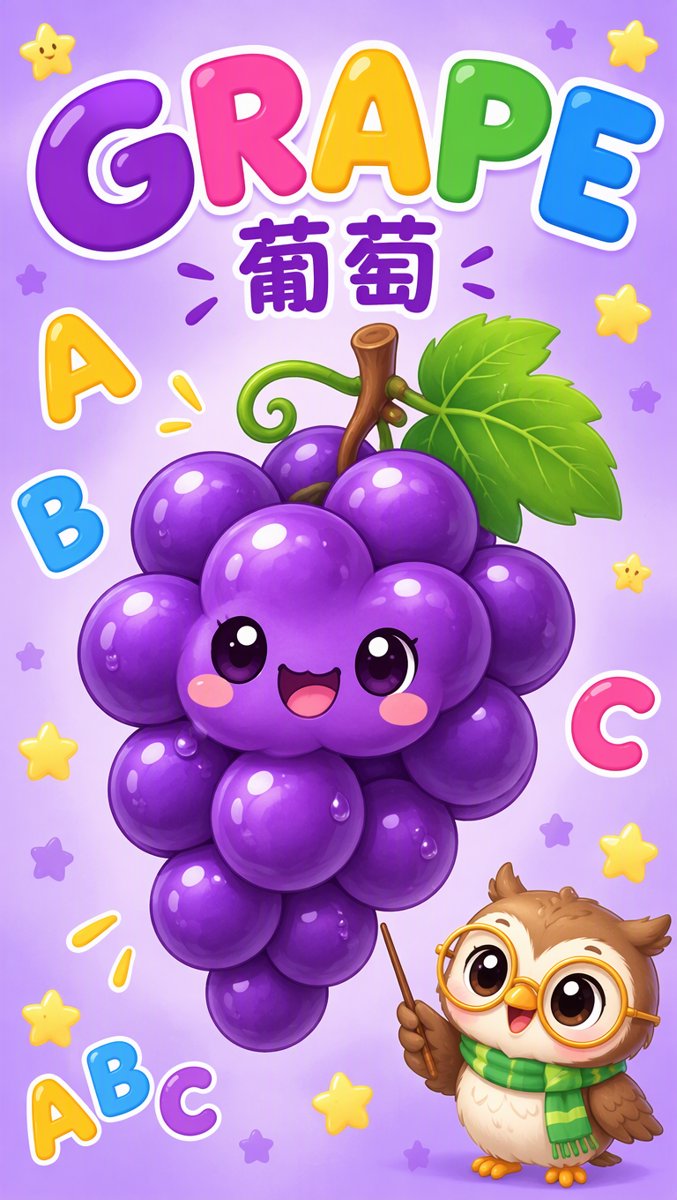Do you like grapes? — GRAPE 葡萄 word card