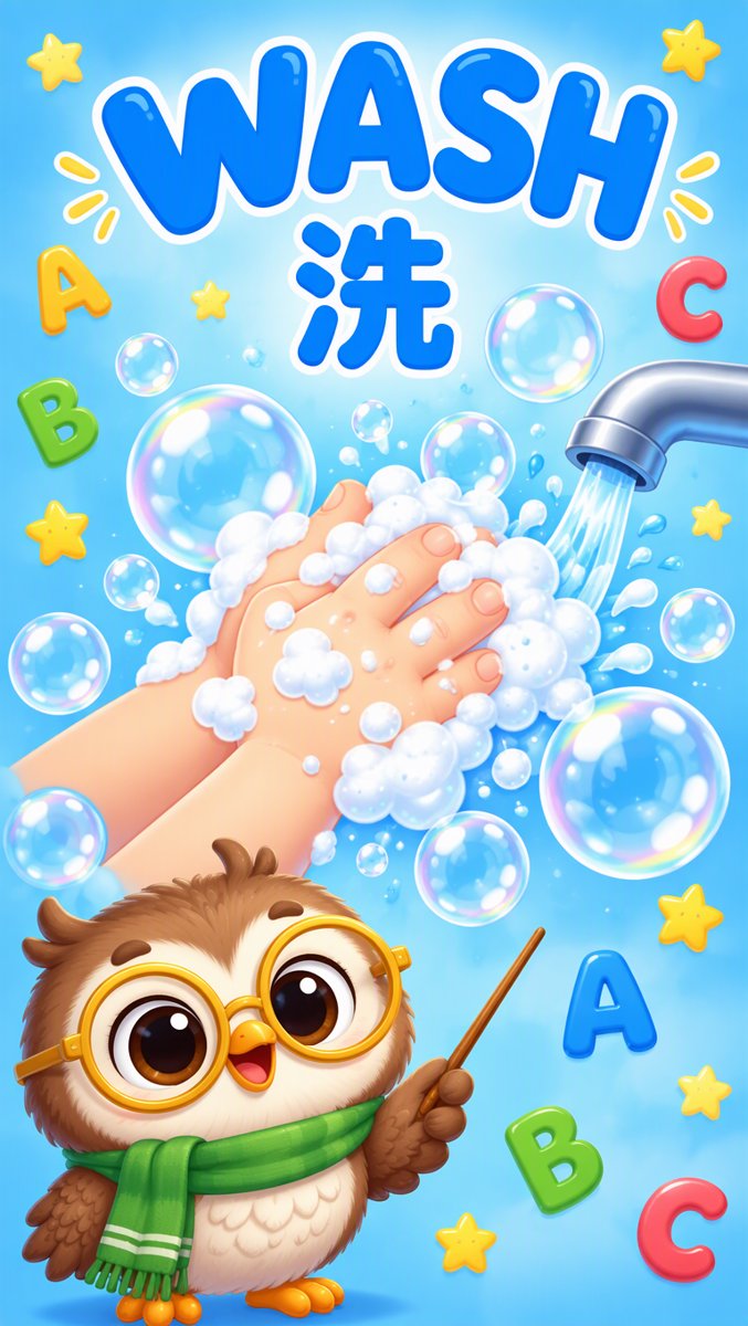 Hero word 1 — WASH word card