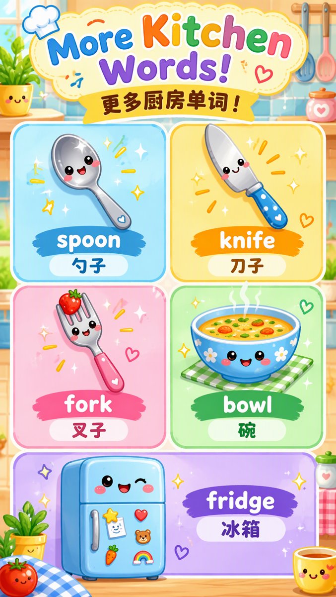 More kitchen words grid