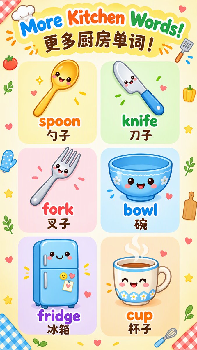 More kitchen words grid