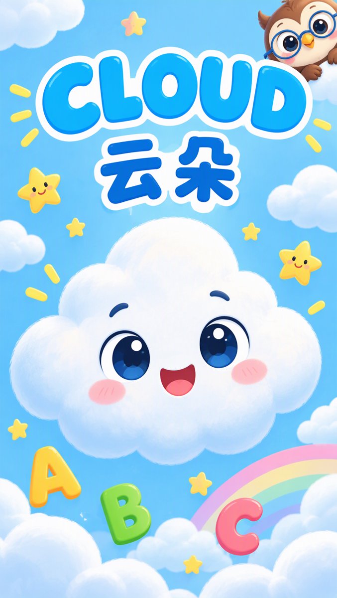 CLOUD word card — 云朵