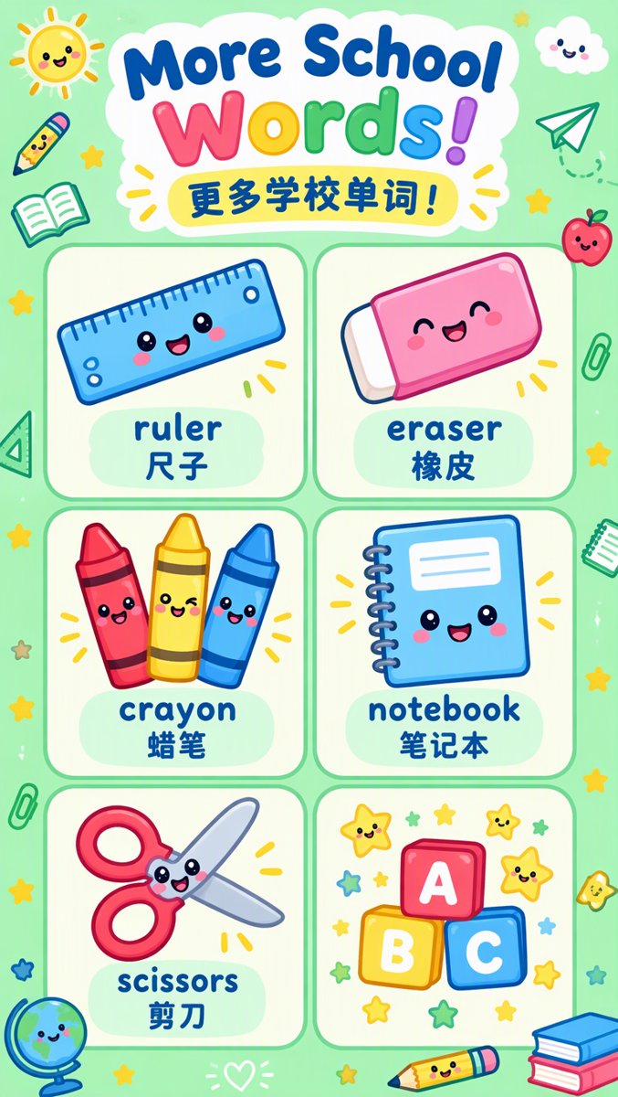 More School Words grid