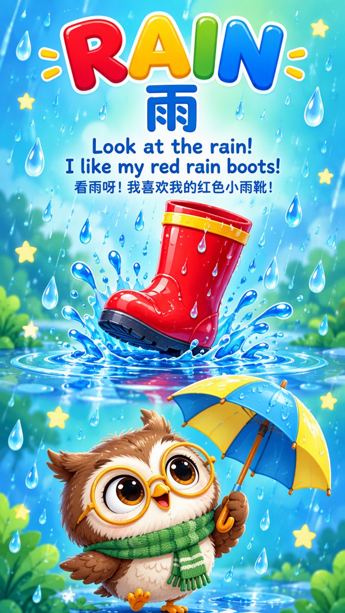 Rain sentence card — RAIN 雨
