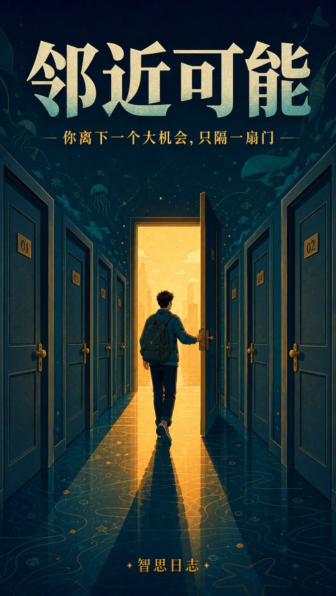 邻近可能封面——一排紧闭的门中,有一扇正透出光