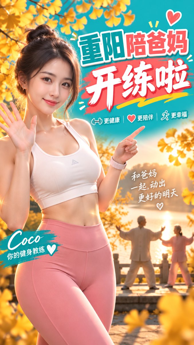 🧓❤️ 重阳节最走心的礼物：陪爸妈一起开练！Coco的「银发陪练三招」——WHO老人处方每周3天平衡课、太极防跌倒降19%、扶椅深蹲当家庭作业
