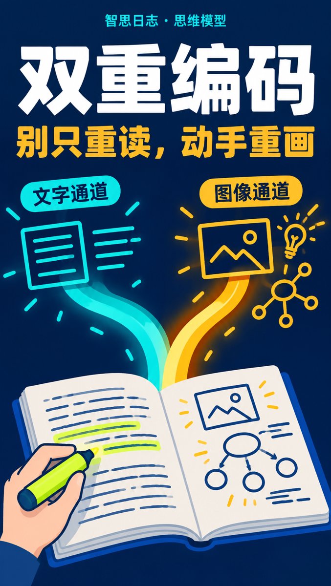双重编码：只靠文字的笔记，只有一条记忆通道