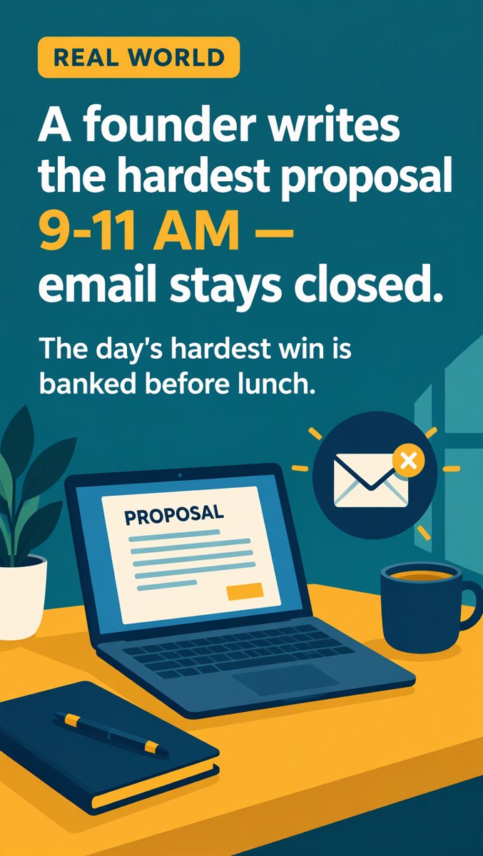 Real World — hardest proposal at 9 a.m., inbox closed, win banked before lunch