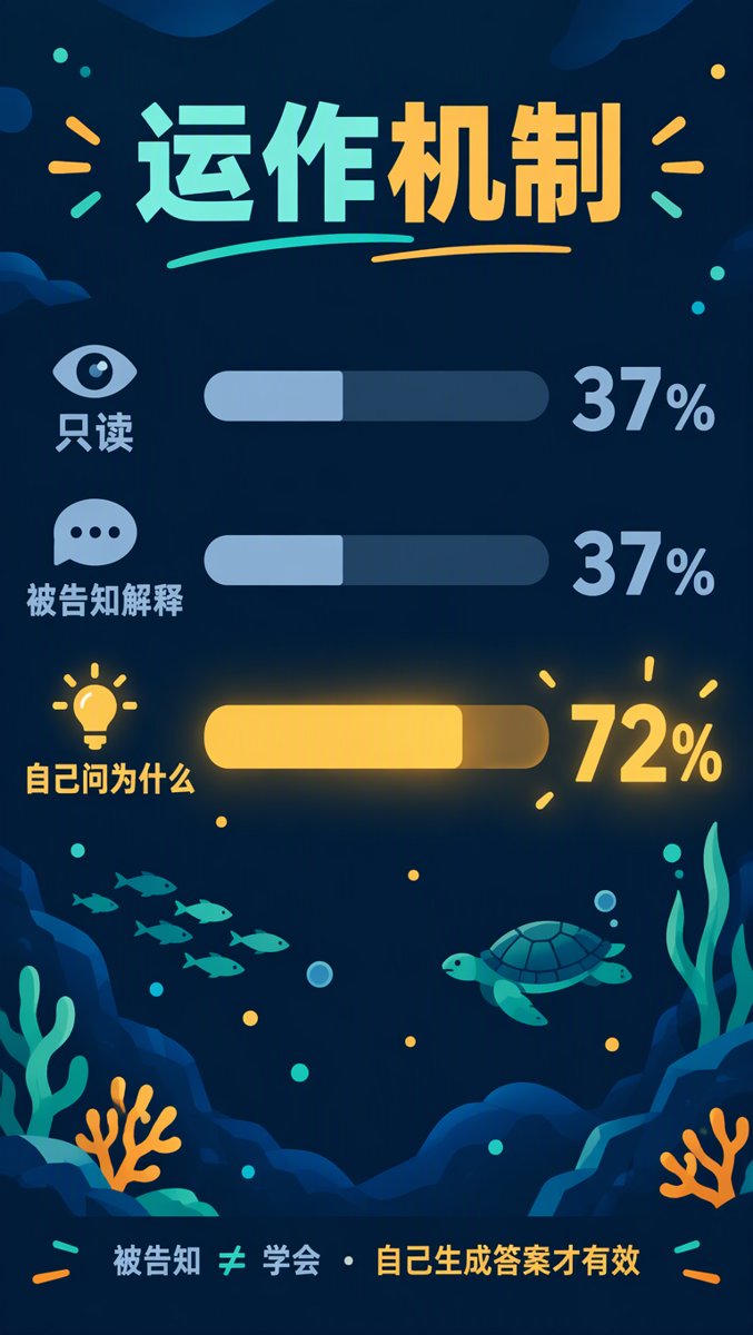 运作机制 — 读 37%,被告知 37%,自己问为什么 72%
