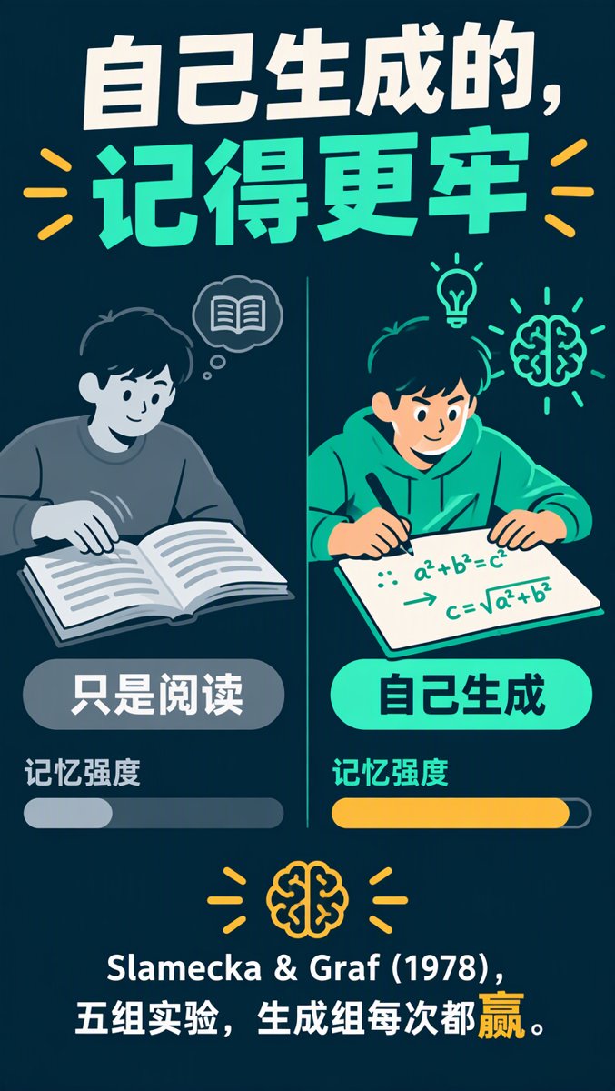 自己生成的,记得更牢 — 生成 vs 阅读 对比