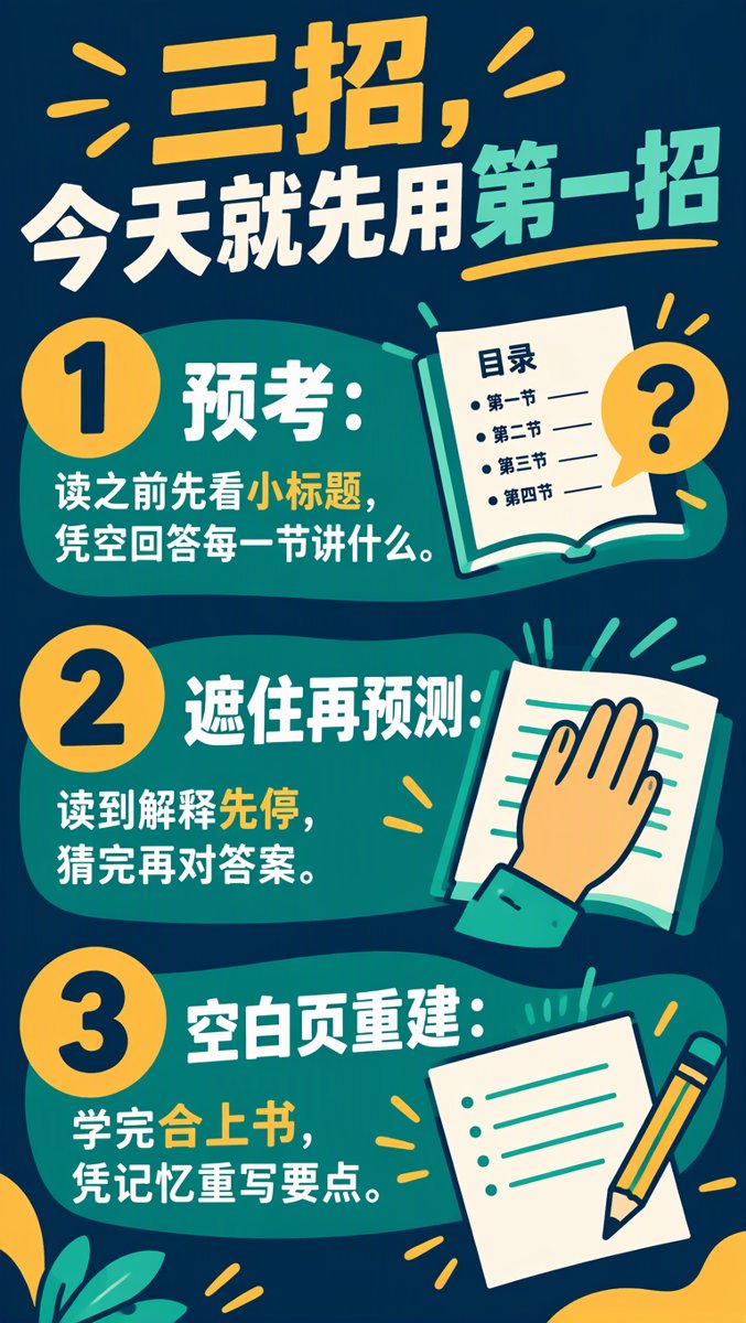 三招:预考、遮住再预测、空白页重建