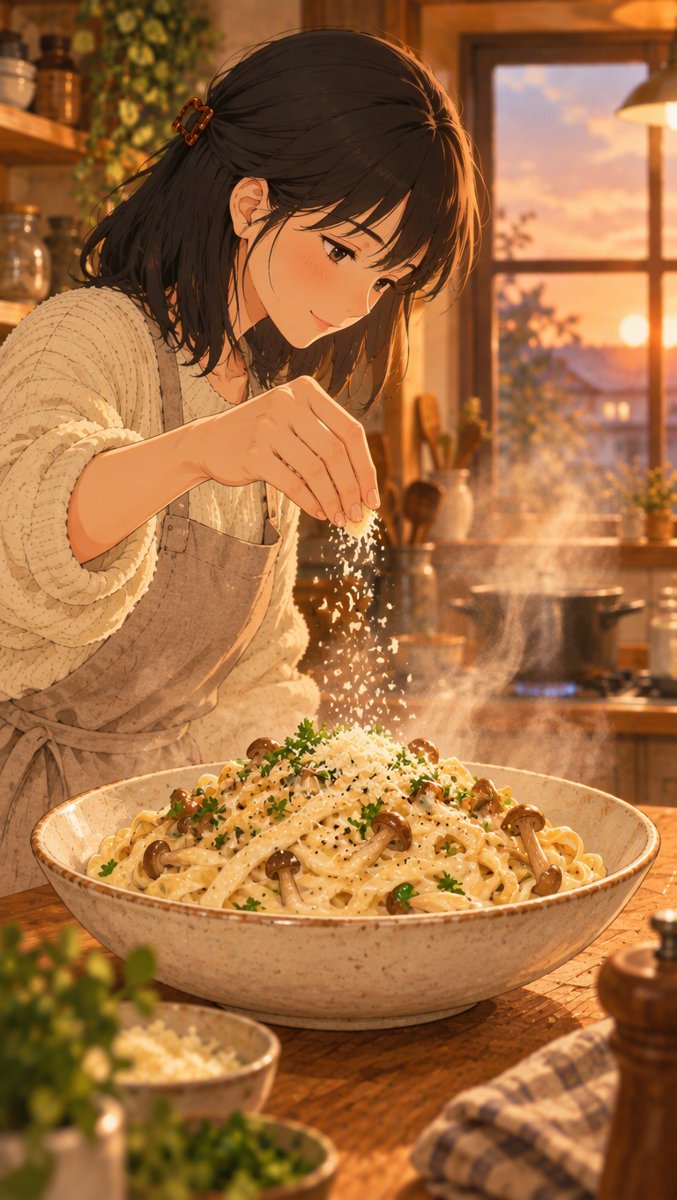 Cottage Cheese Alfredo Anime Cooking ASMR — Satisfying Kitchen Sounds | No Talking, No Music