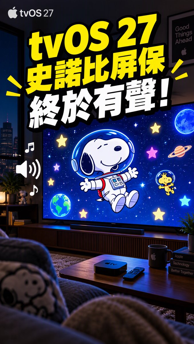 科技一分鐘｜9月28日｜tvOS 27 史諾比屏保終於有聲！