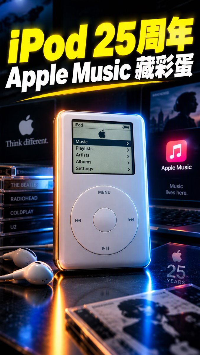 科技一分鐘｜10月25日｜iPod 誕生25周年！Apple Music 網頁暗藏初代 iPod 彩蛋