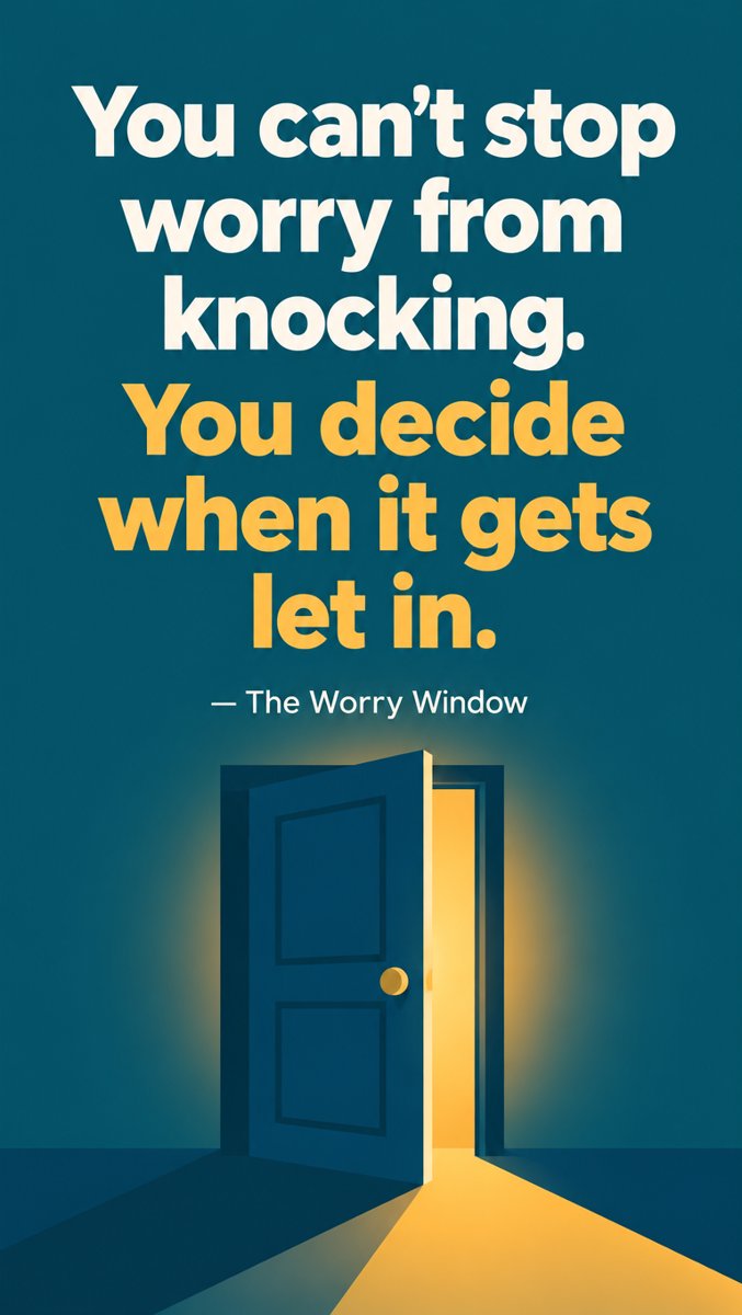 Takeaway — you can't stop worry from knocking. You decide when it gets let in.