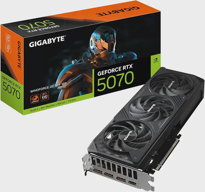 GIGABYTE GeForce RTX 5070 WINDFORCE OC — real product photo