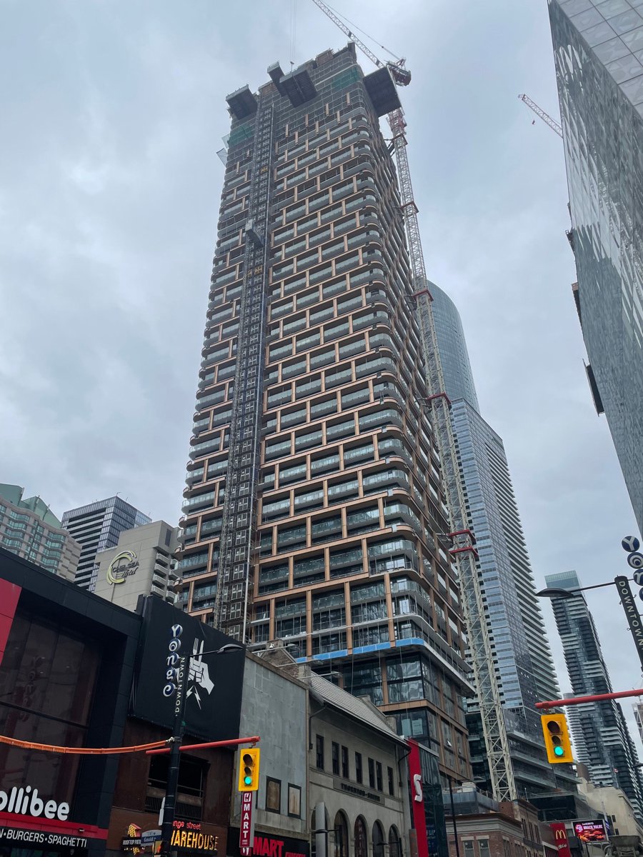 Steve's original photo — the 8 Elm on Yonge construction site on Elm Street, downtown Toronto, taken this afternoon (portrait orientation, as shot)