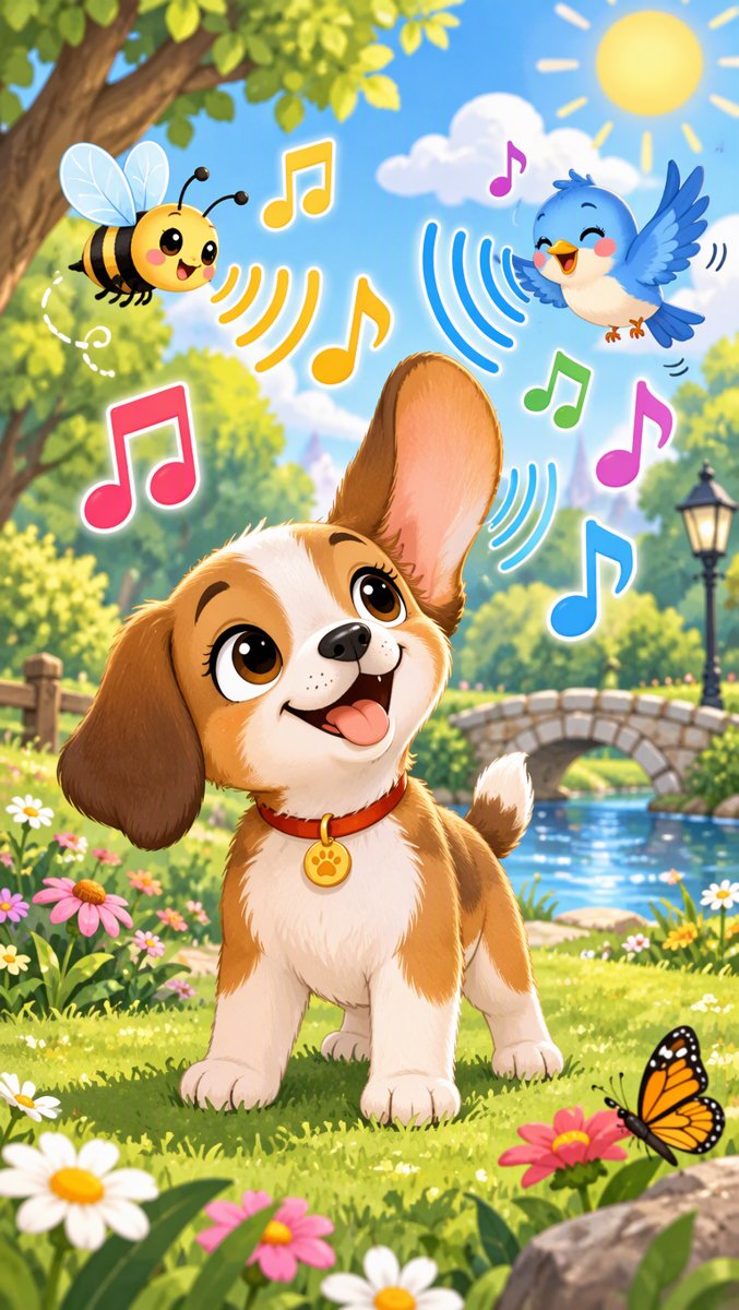 Ear scene — puppy listening with big floppy ear