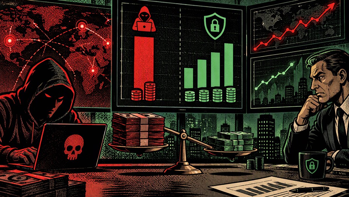 Data visualization of AI hacking economics — dark dashboard with cost metrics