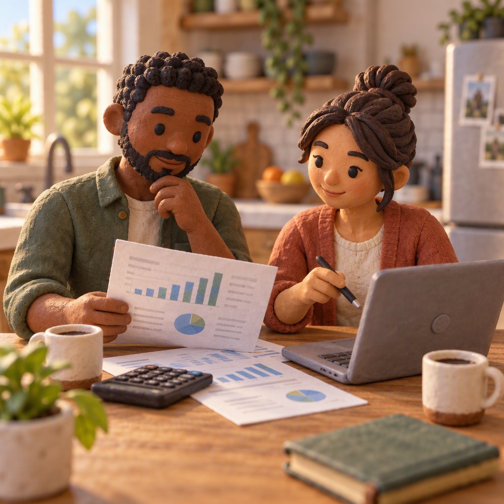 Two professionals calmly reviewing a printed cash flow statement — disciplined decisions beat panic