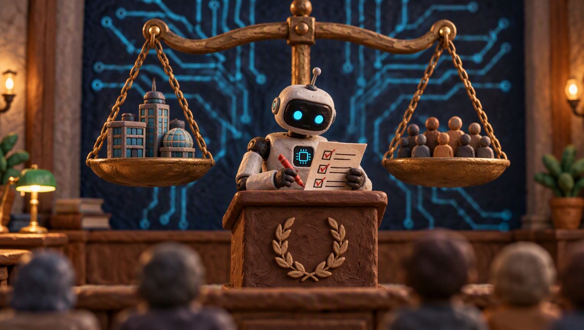 Illustration: an AI grading its own exam — the labs as their own regulators