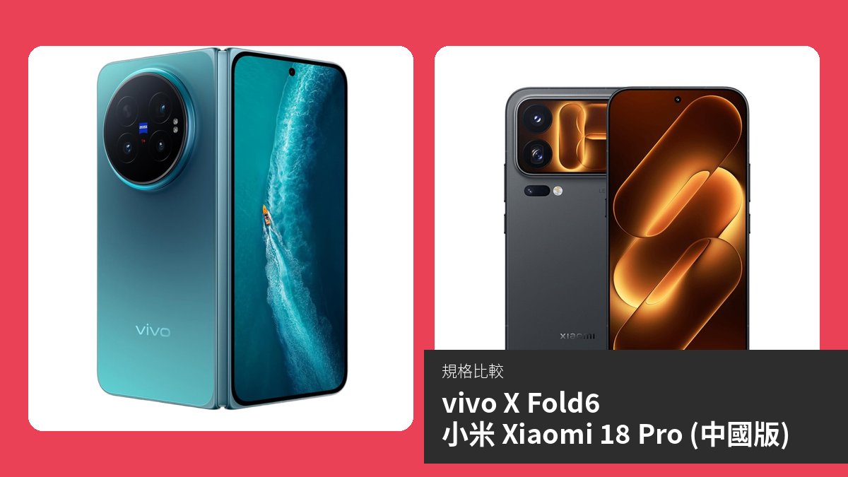 【手機比較】vivo X Fold6 與 小米 Xiaomi 18 Pro (中國版)：規格表、效能、攝影功能