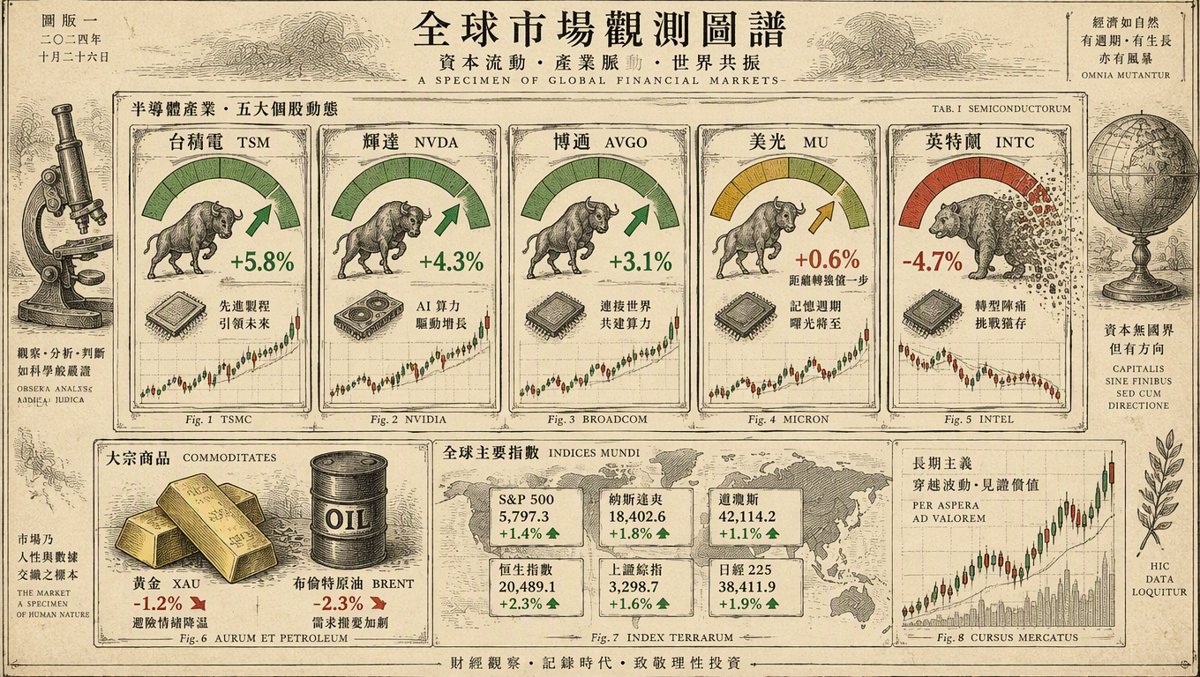 🚀 散戶每日指南：MU 跳空翻多、INTC 跳空 +7.4% 引爆輪動——三牛歸位只差 AVGO 0.60%，META Muse 單日 +11.4% 與「AMD 破兆 vs AVGO 30 日 −15%」的績效分水嶺 — 9 月 21, 2026