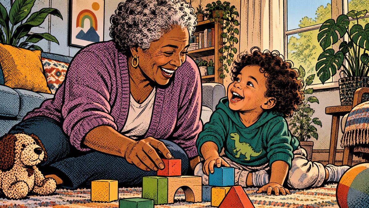 A joyful grandparent and grandchild playing safely indoors β the heart of RSV protection
