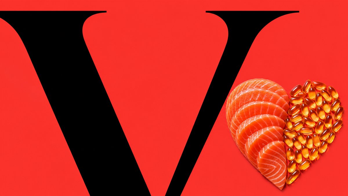 A heart shape made of fresh salmon and fish oil capsules β where omega-3s scored a real win