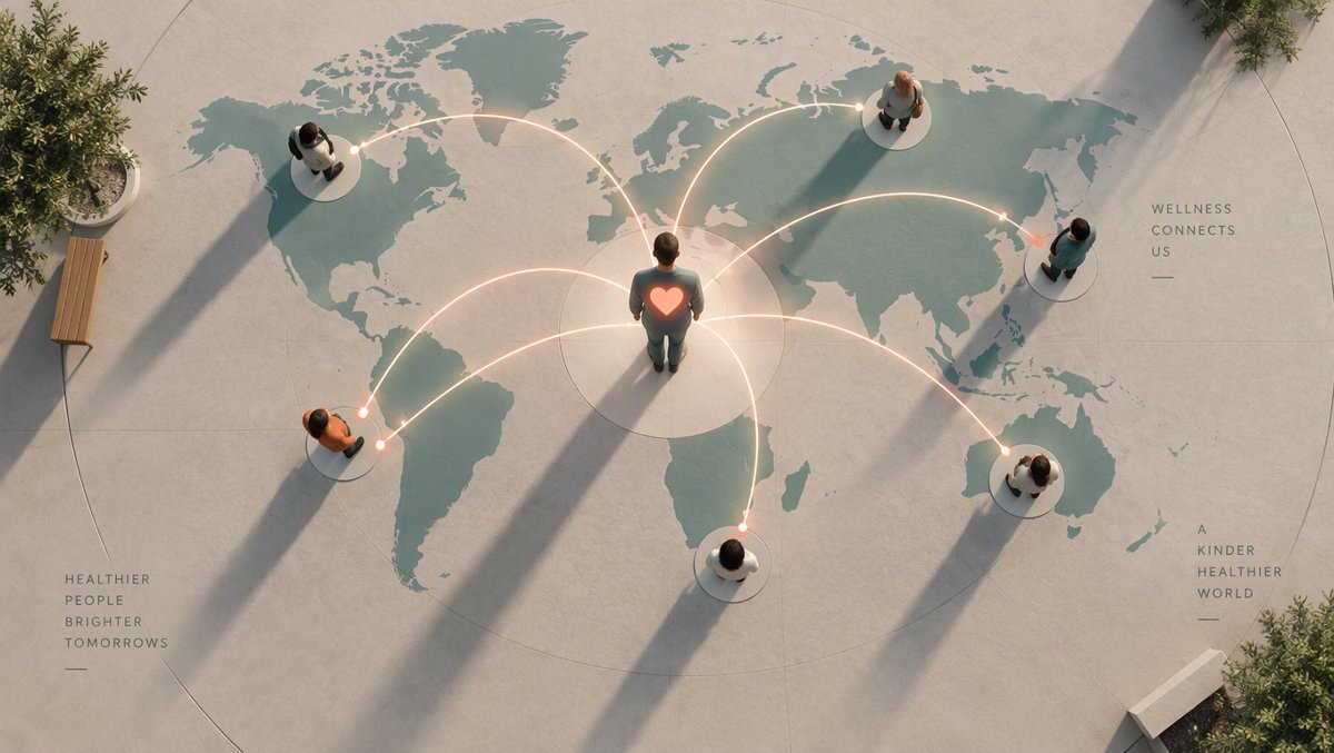 Illustration of a person connected by glowing lines to friends around the world β loneliness as a vital sign
