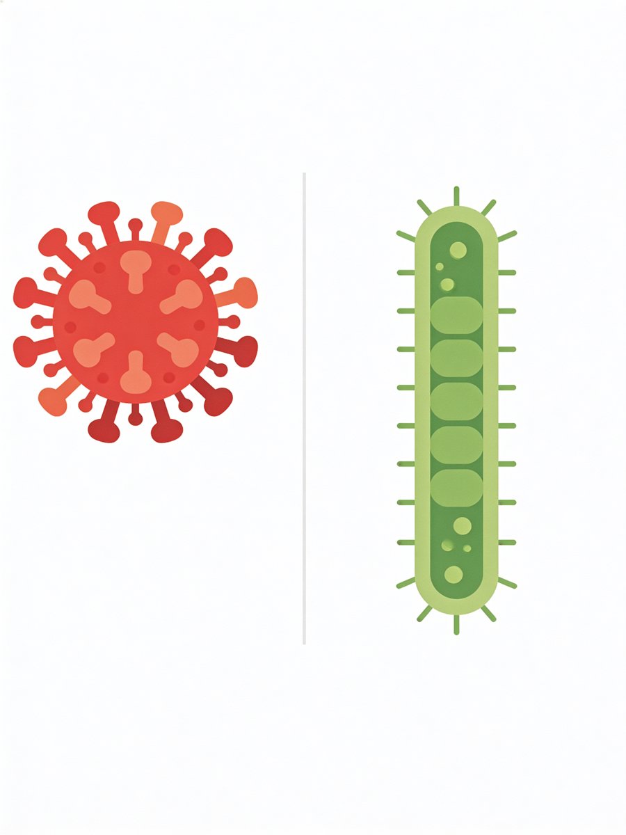 Comparison of a virus and a bacterium