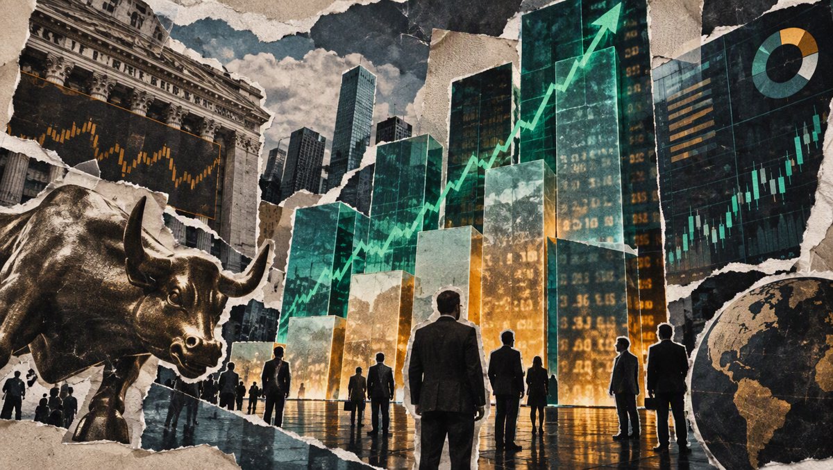 Data visualization scene — record IPO subscription charts and market dashboards