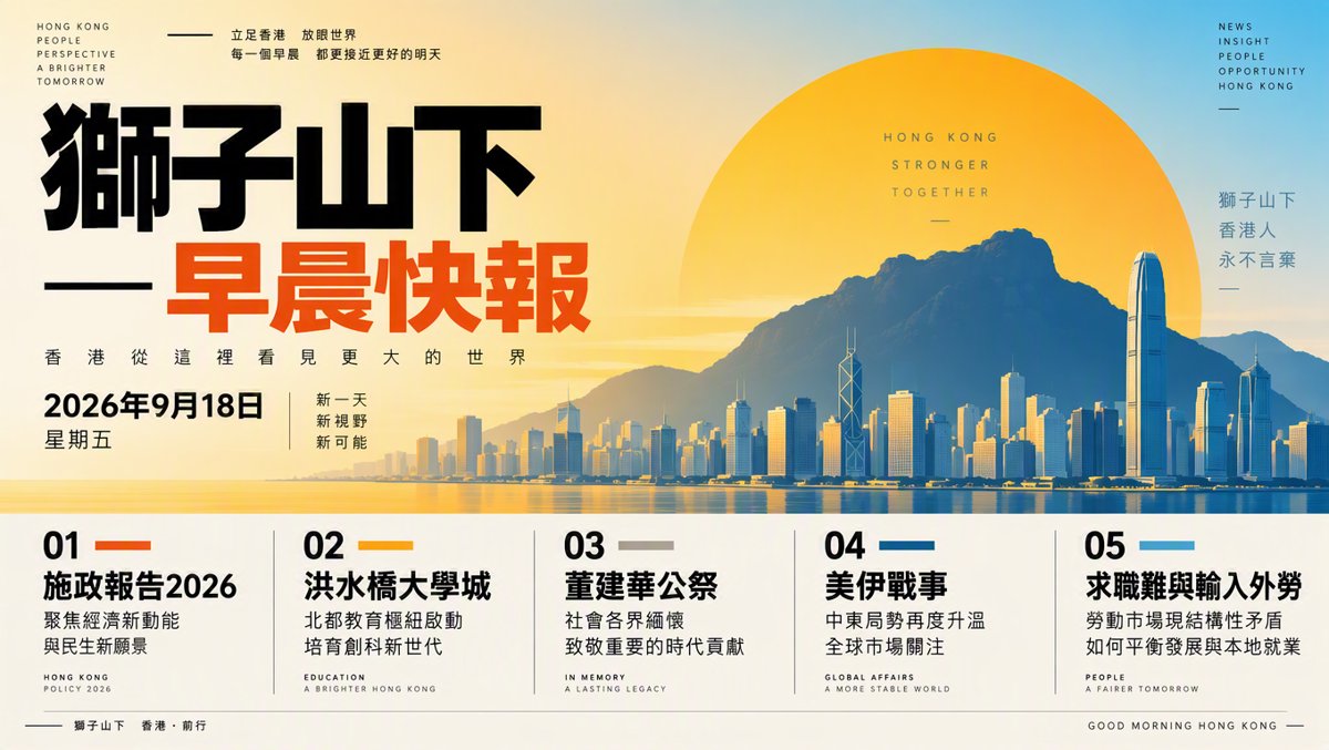 獅子山下每日新聞｜2026年9月18日（早晨快報）