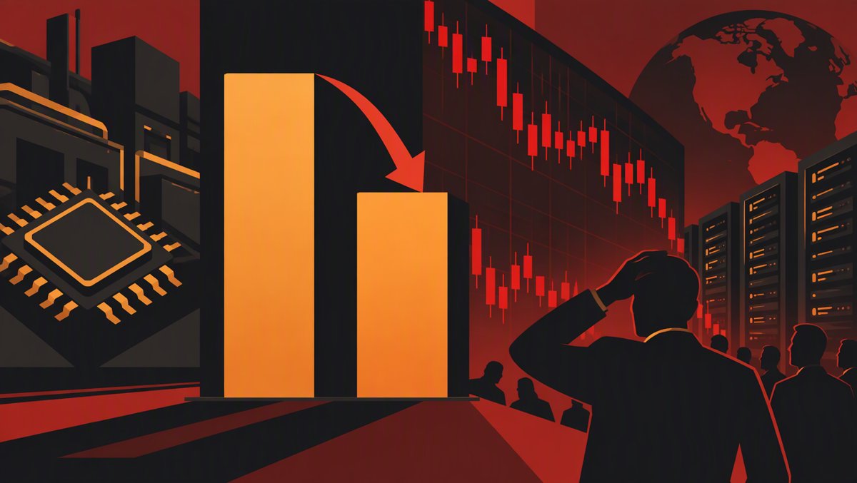 Data visualization scene — AI revenue gap and market selloff charts