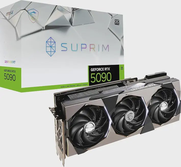 MSI RTX 5090 SUPRIM SOC — silver flagship