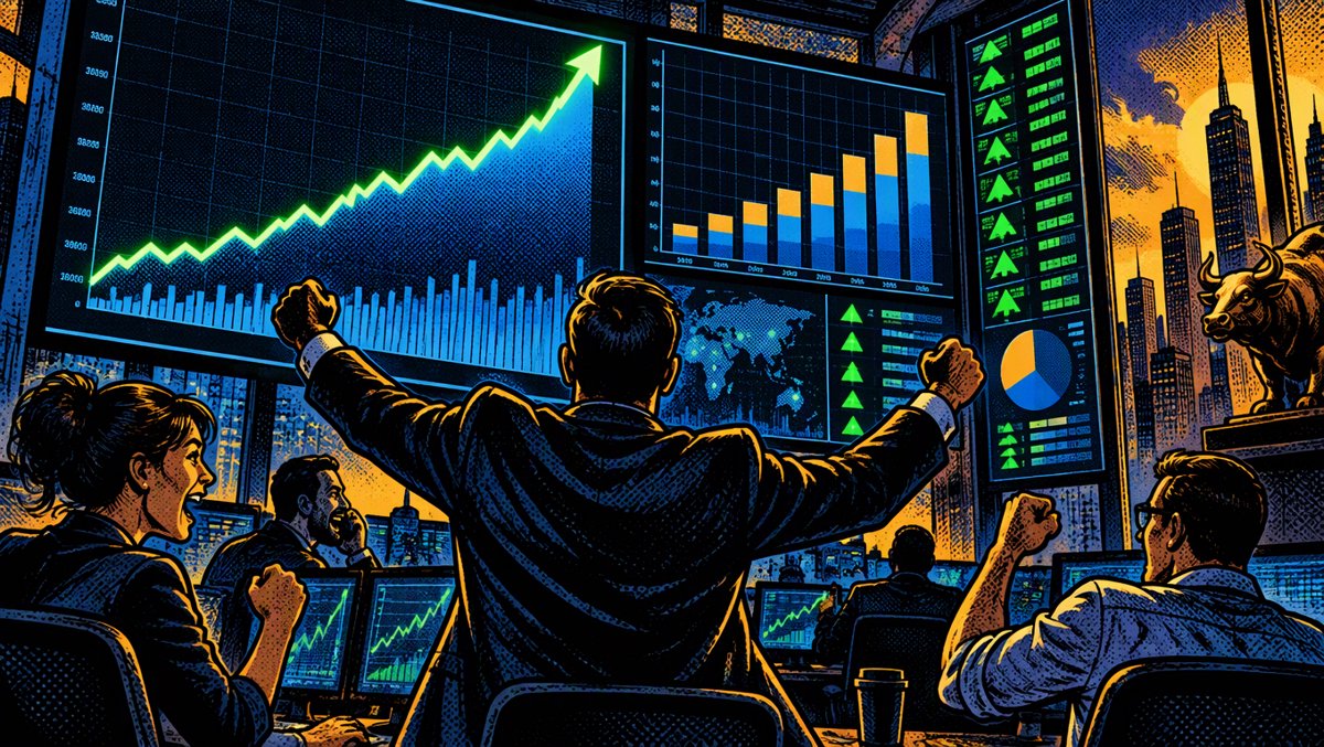 Data visualization of SpaceX segment revenues and explosive AI compute growth on dark trading dashboards