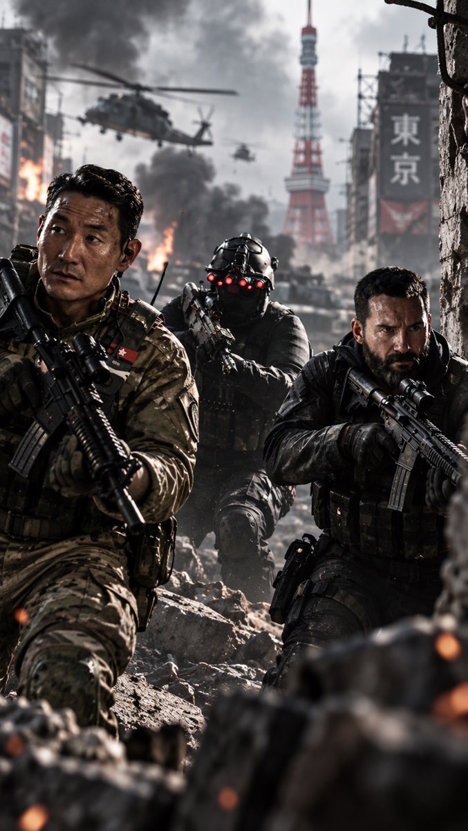 The Modern Warfare 4 TGS campaign trailer battlefield — armored units pushing through a conflict zone