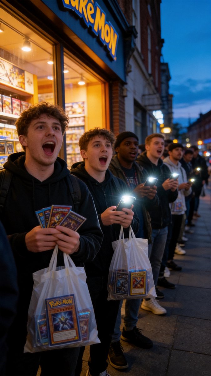 Collectors queuing outside a shop for the 30th Celebration launch