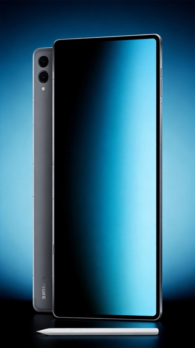 Samsung Galaxy Tab S12 Ultra render — rear two-camera design with S Pen stylus