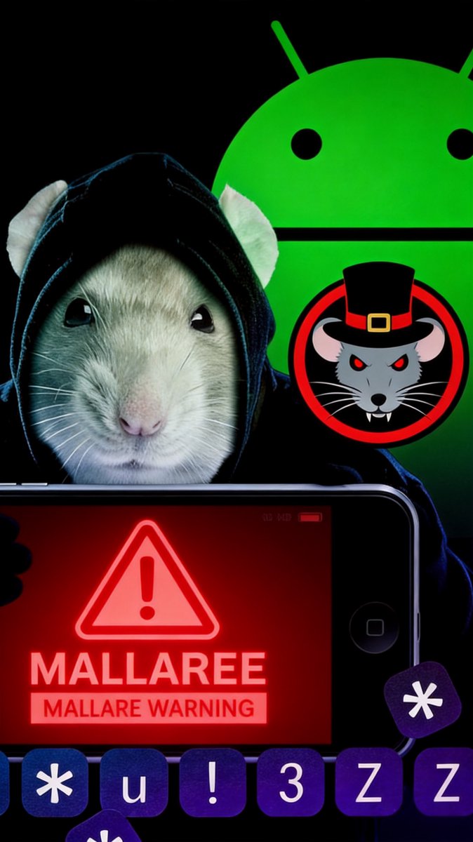 A smartphone screen cracking with red malware warning glow — the RatHat lead graphic