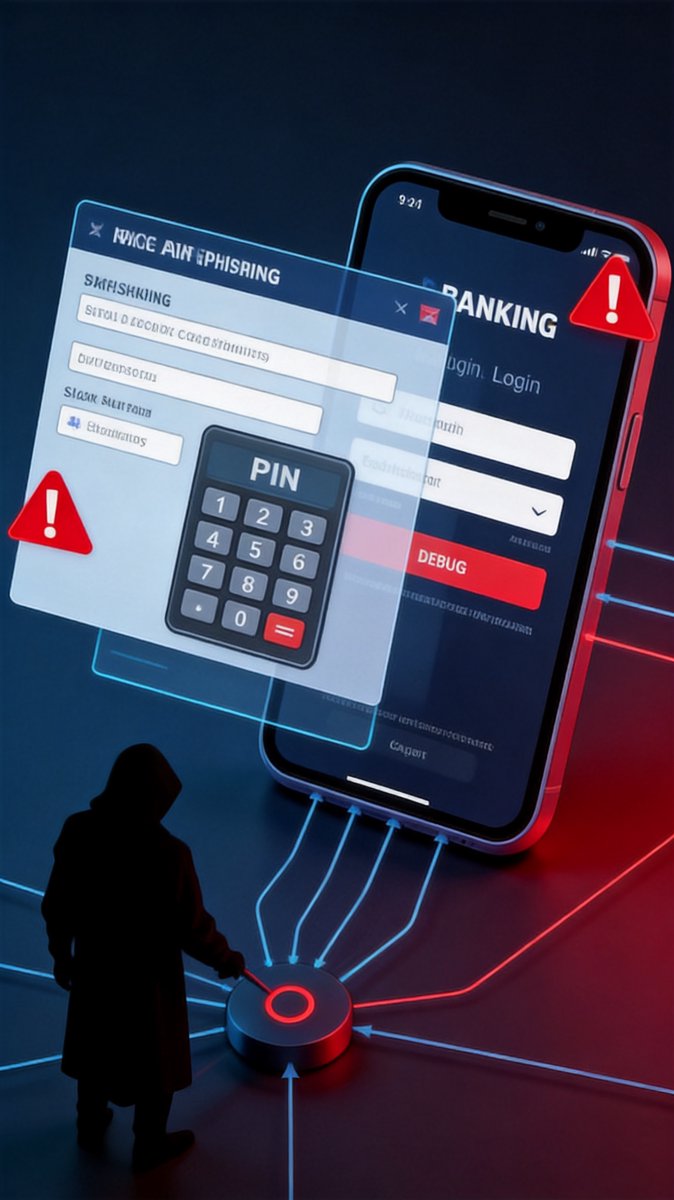 A fake banking login overlay stealing credentials from a real app