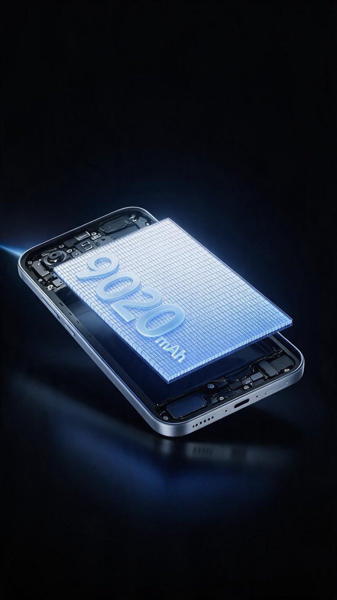 Reconstructed concept render of a phone with its chassis opened, revealing a glowing grid of stacked battery cells