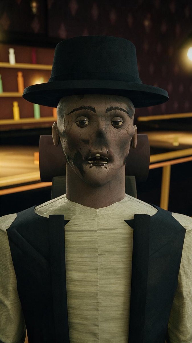 Low-poly ghoul NPC in a bar from the AI Fallout fan project