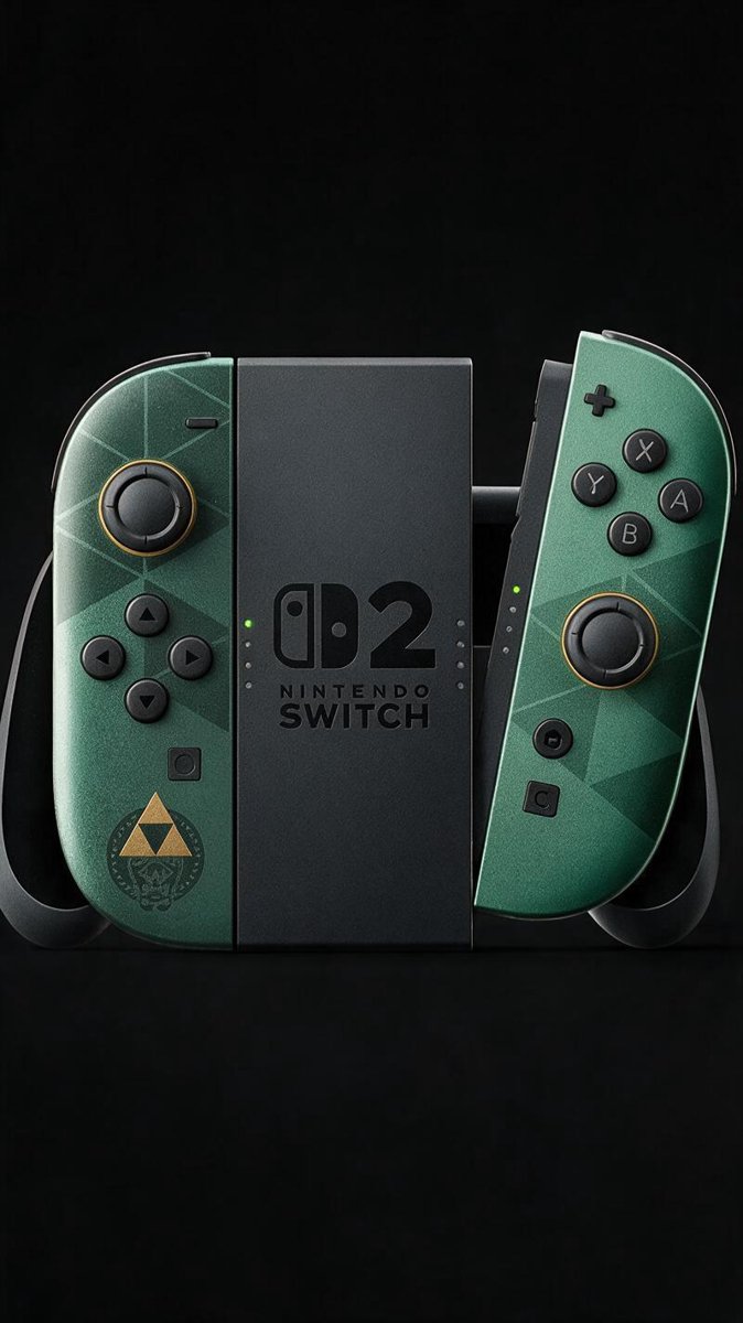Zelda-themed Switch 2 console and Joy-Cons on black background — gold Triforce accents, the restock everyone missed
