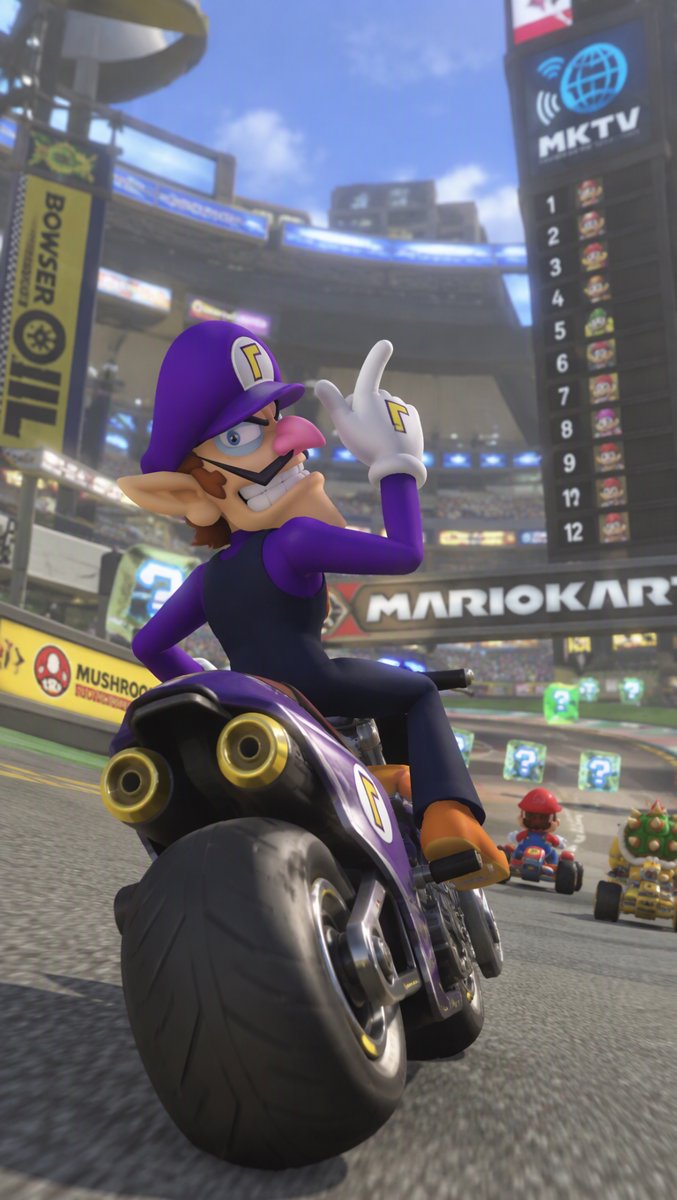 Mario Kart World on a modded Switch 2, with custom characters added to the racer roster