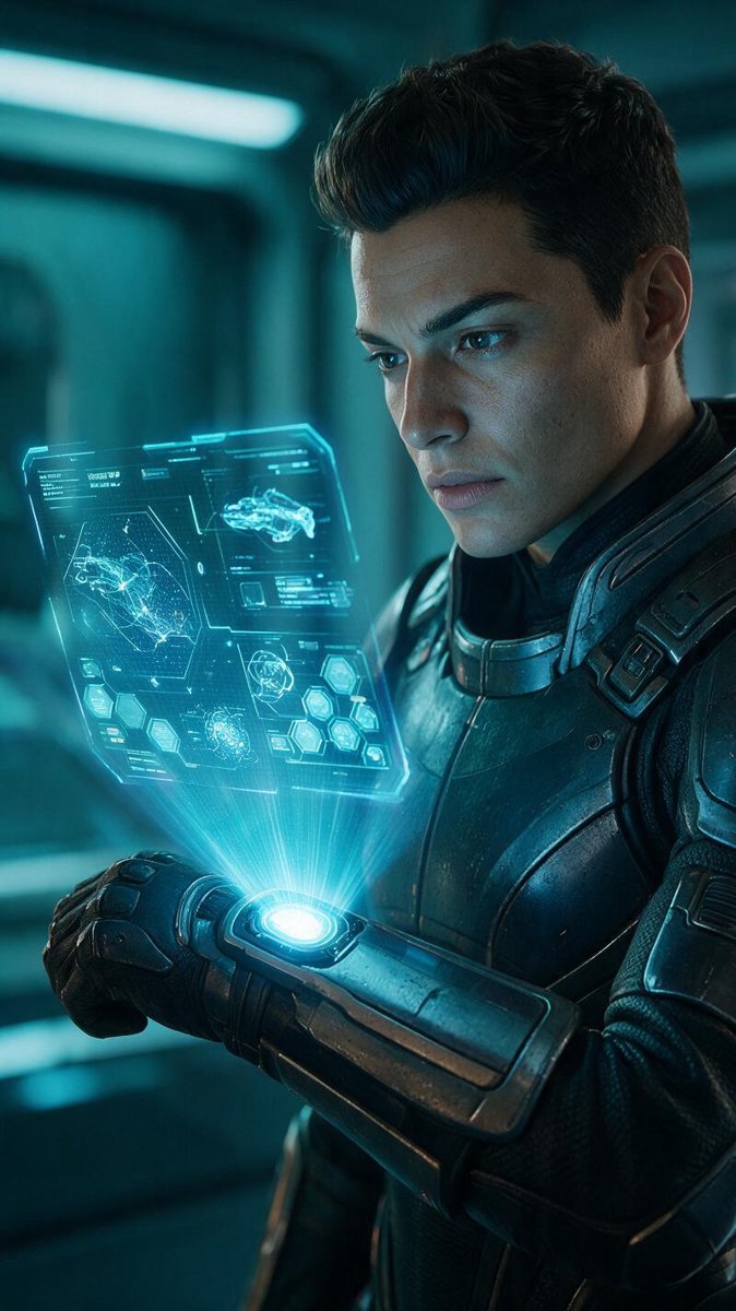 A squadmate checks an omni-tool — the universe survives, on TV