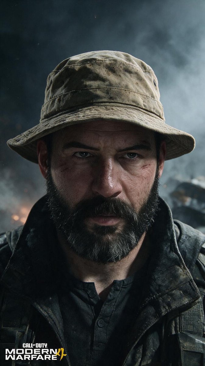 Close-up of a bearded soldier in a boonie hat — the Modern Warfare 4 campaign face